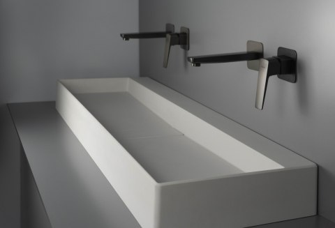 BLUR - Umywalka granitowa nablatowa 100x40 z maskownicą - alabaster - CQB_AU1S