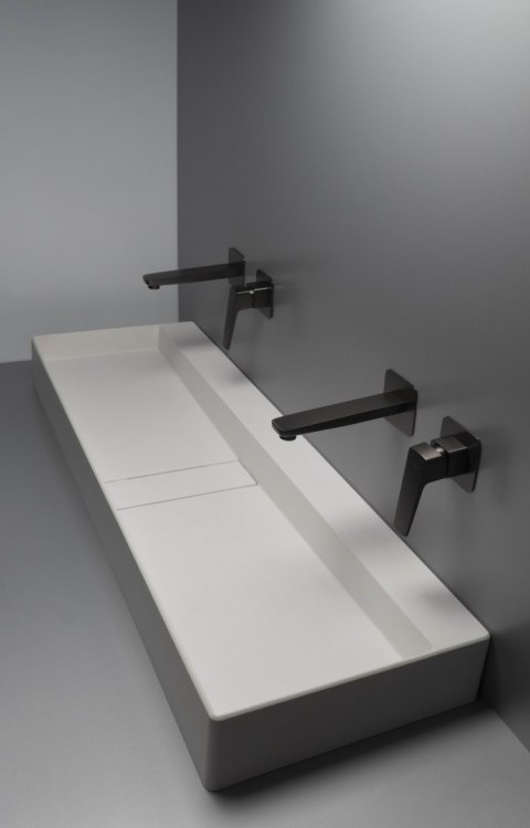 BLUR - Umywalka granitowa nablatowa 100x40 z maskownicą - alabaster - CQB_AU1S