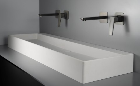 BLUR - Umywalka granitowa nablatowa 100x40 z maskownicą - alabaster - CQB_AU1S