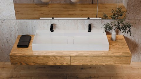 BLUR - Umywalka granitowa nablatowa - z maskownicą - alabaster - CQB_AU2S